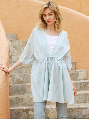 Cozy Blue Cotton Robe - Shopmossrose